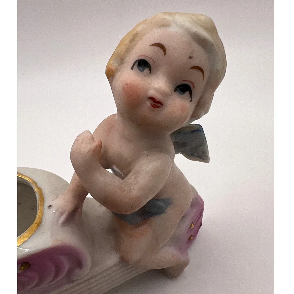 Blume Planter Unisex OS Pink Good Vintage Cherub Cupid Lute Guitar Japan Bisque